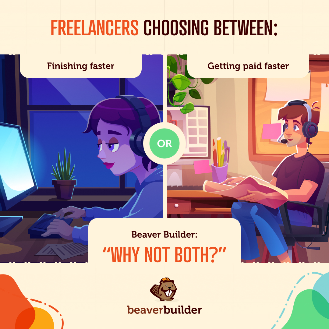 BeaverBuilder's tweet photo. Freelancers are always stuck choosing between finishing projects faster ⏱️ or getting paid sooner 💸
With Beaver Builder, you don’t have to choose.
Build websites faster, deliver on time, and send invoices without delays.
#BeaverBuilder #BuildSmart #WordPressTips #BuildBetter #websitebuilder #wordpressbuilder #PageBuilder #WPbuilder #BuildFaster #Agency #Business #meme #trending
