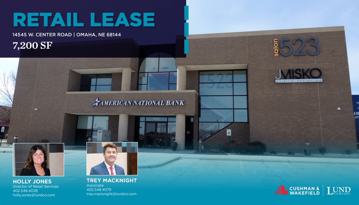 Holly Jones &amp; Trey MacKnight were the listing agents on a 7,200 SF retail lease renewal at  14545 West Center Road in Omaha, NE.

#RetailLease #DoneDeal #CommercialRealEstate #Omaha