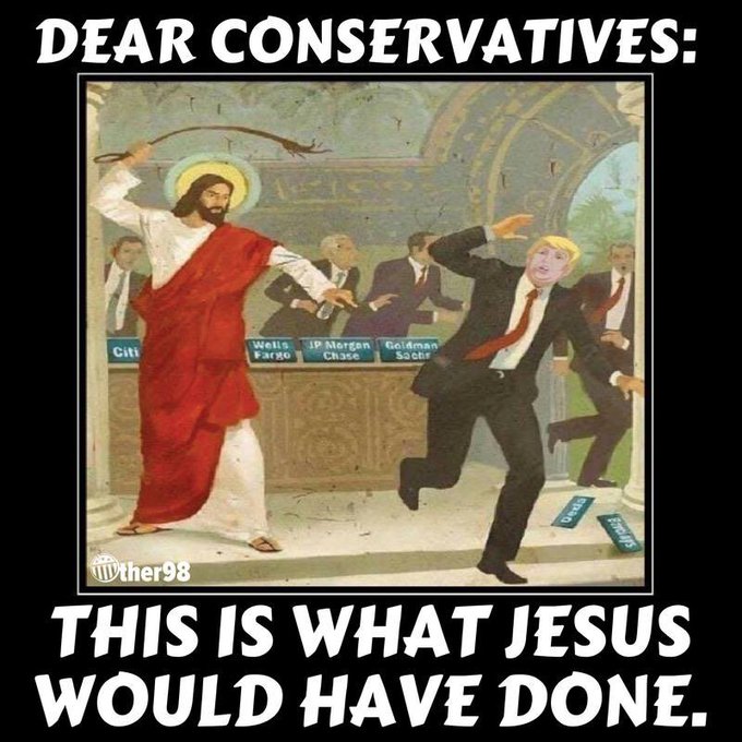 DixieT13's tweet image. #WWJD?
That's Speaker Mike Johnson back there on the right, still running his mouth while Jesus separates the sheep from the goats...
#NotChristian