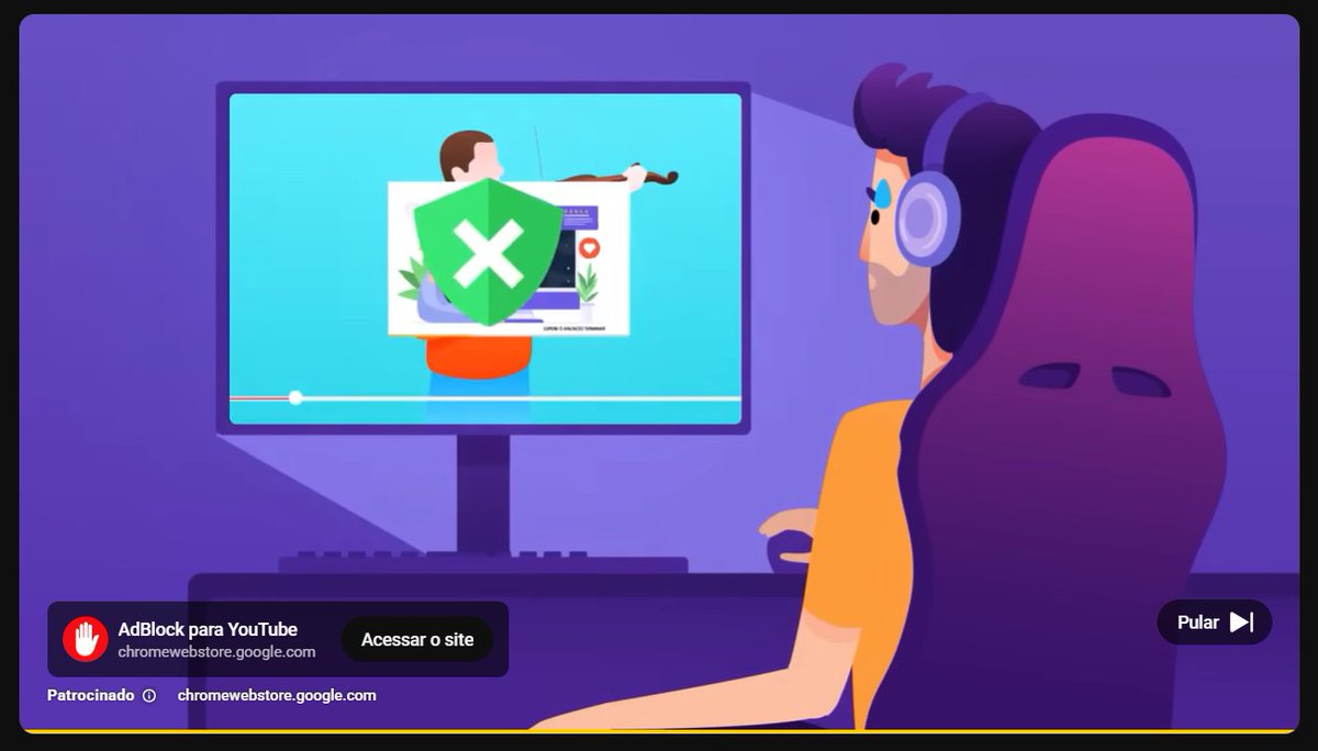 Zerork_'s tweet photo. AdBlock fazendo anúncio no YouTube, promovendo app que tira anúncio chato do YouTube. Isso tem tantas camadas kkkkkkkkkk https://t.co/i8qtA8NIfA
