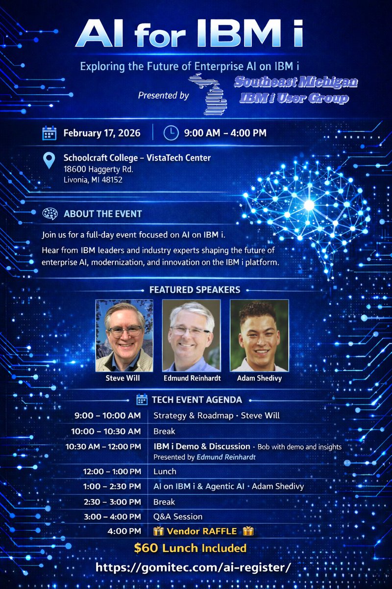 The SEMIUG team is excited to see you at AI  for IBM i 2026!
Check out their AI event event: hubs.li/Q041z5T00