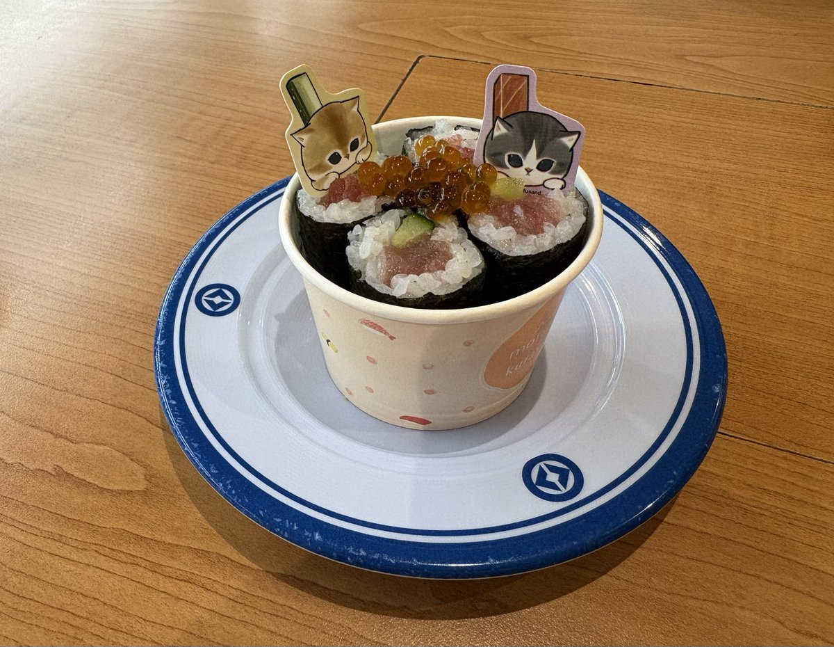 ramuleobi's tweet photo. 可愛くて幸せ💕
ポテにゃげコンボだけ品切れで食べられませんでしたが、他のは全部食べられました！
美味しかった❤︎
今月いっぱい通います（=・ω・=）にゃ～♥ 

 #mofusandくら寿司コラボ https://t.co/dmga39MLAb