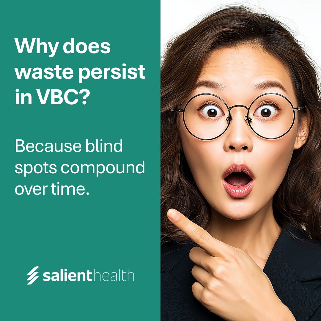 SalientHC's tweet image. 𝗪𝗵𝘆 𝗱𝗼𝗲𝘀 𝘄𝗮𝘀𝘁𝗲 𝗽𝗲𝗿𝘀𝗶𝘀𝘁 𝗶𝗻 𝗩𝗕𝗖?
Because blind spots compound over time. Care variation, coding drift and missed risk signals quietly slow execution and erode performance before teams can act.
👉 Read the blog: hubs.li/Q0422cR20

#HealthcarePerformance