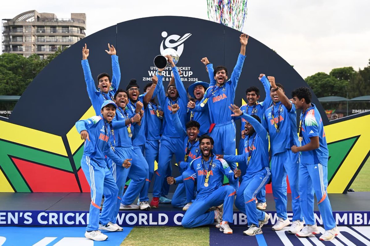 Naveen_Odisha's tweet photo. Congratulate Indian Under 19 Cricket Team on winning record extending sixth #U19WorldCup title by defeating #England Team by 100 runs. The young cricketers played outstanding cricket throughout the tournament and remained unbeaten to lift the title. May they continue their superb performance and bring more glory for the country. Best wishes.   #INDU19vsENGU19