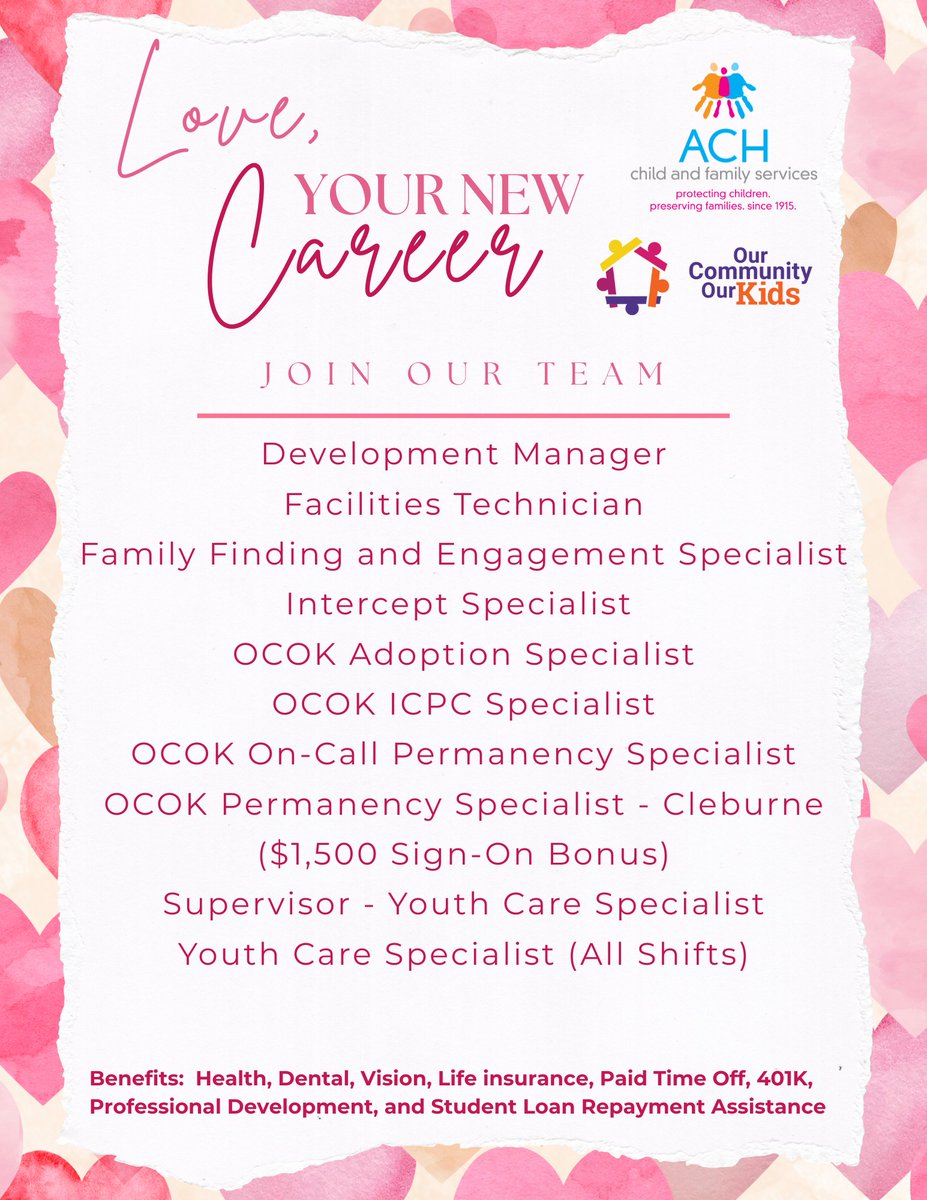 Fall in love with your career. Visit HireMeACH.org and HireMeOCOK.org to learn more.