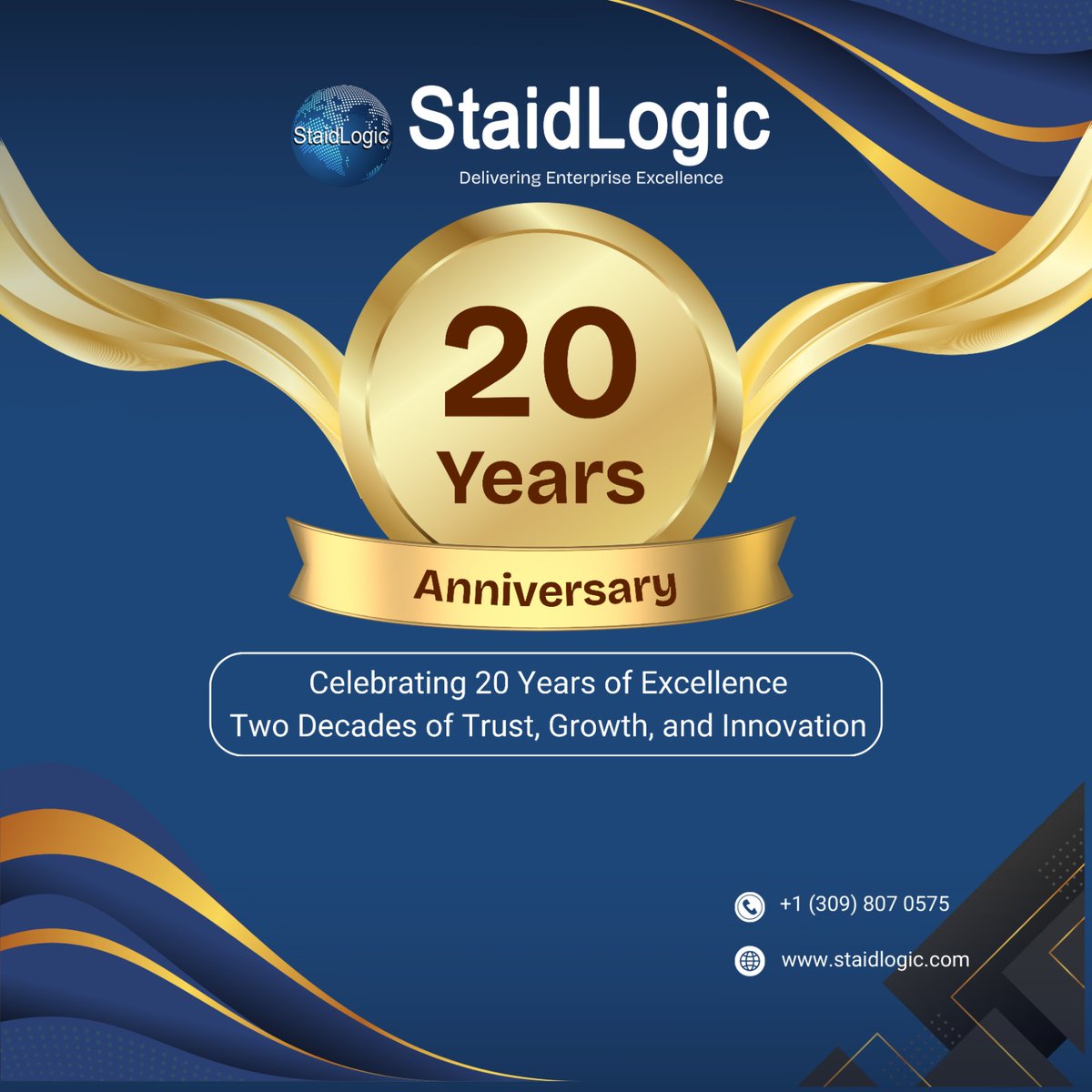 StaidLogic's tweet photo. Delivering enterprise excellence isn't just about the technology or the services—it’s about the trust built over two decades.

Today, we’re celebrating our 20th anniversary by looking back with gratitude. To our clients and partners: thank you for walking this path with us. https://t.co/CbOFg5zVev