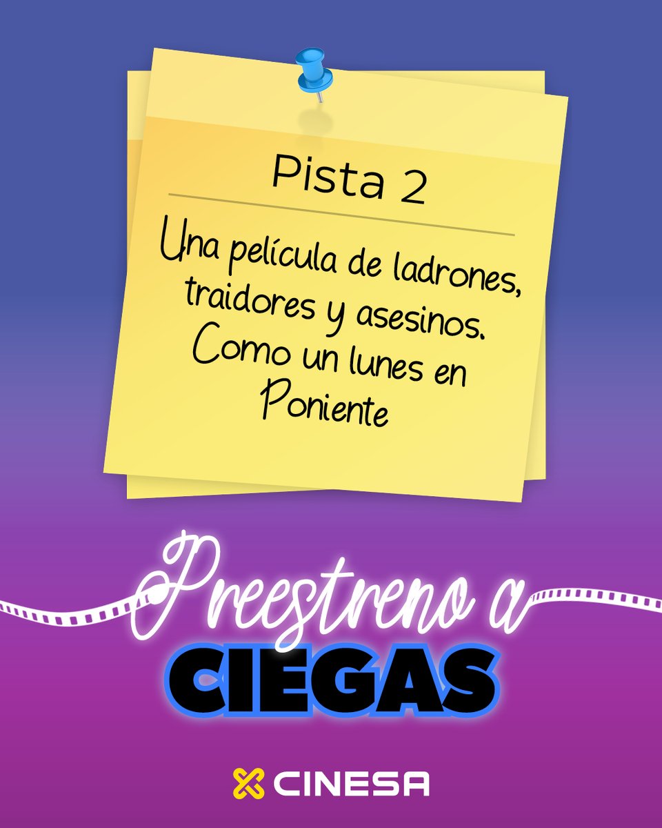 Cinesa's tweet image. Vuelve el #PreestrenoACiegas 🙈🎬✨
Disfruta de una película sorpresa que todavía no se ha estrenado en cines 🤩
📆10 de febrero a las 19:30h.
Consulta los cines y compra ahora tus entradas en 👉 ow.ly/SaiW50Y9Qv2