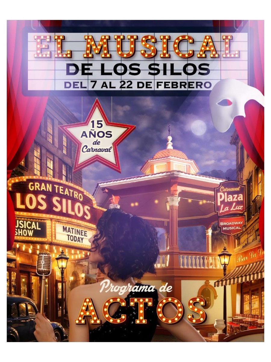 #Carnaval2026|| Programa del Carnaval de Los Silos 2026, dedicado a "Los musicales", con actos del 7 al 22 de febrero.
facebook.com/share/p/1J6Mtr…
#CarnavalSilense #LosSilos #Tenerife #CanariasVive #CarnavalCanarias