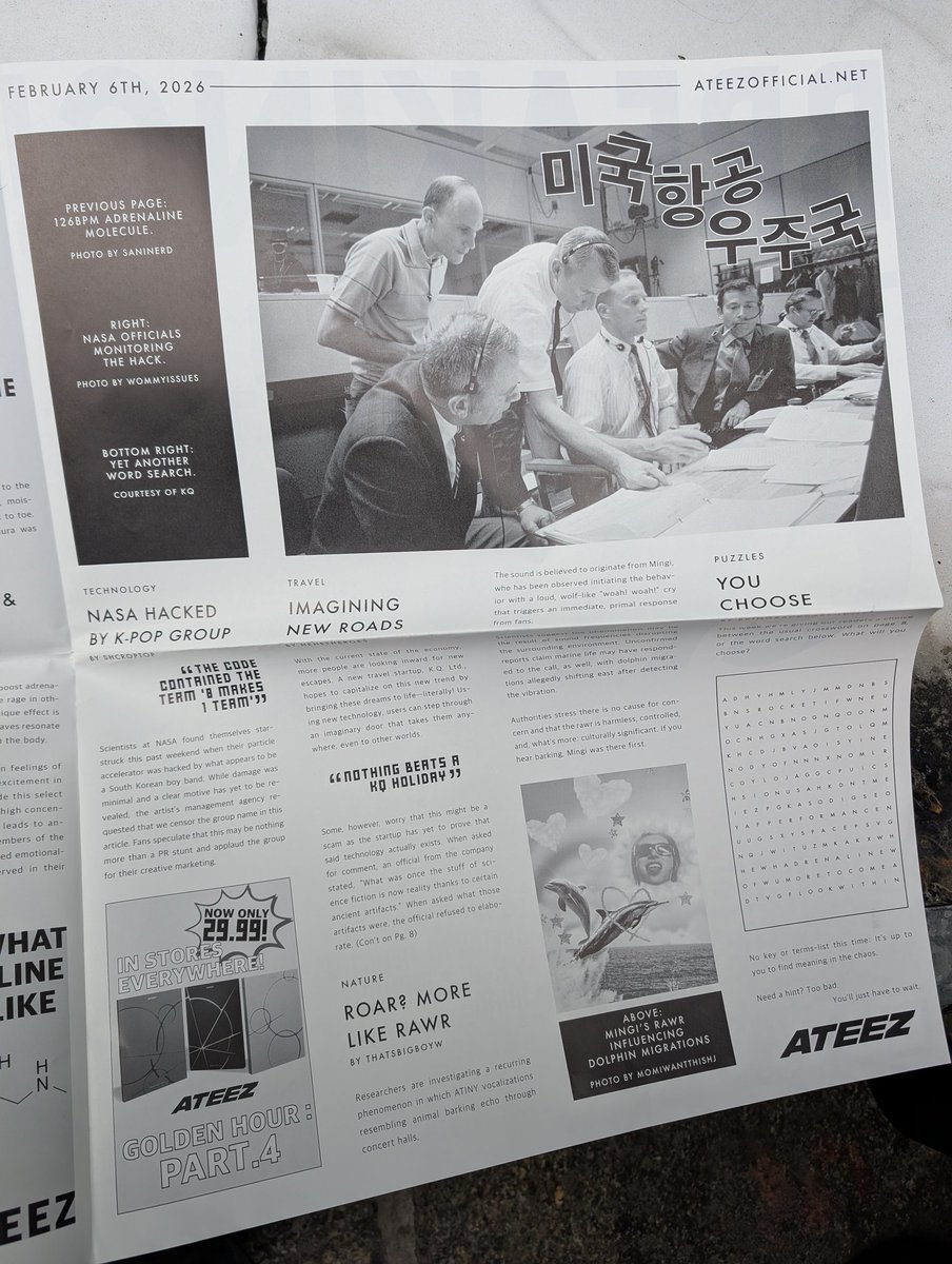 fiddledumplings's tweet image. "mingi's rawr influencing dolphin migrations" 😭😭
"jongho goes blonde"
"yeosang still doing skin care"
"nothing beats a kq holiday"

the newsletter poster from hello82 lmaooooo