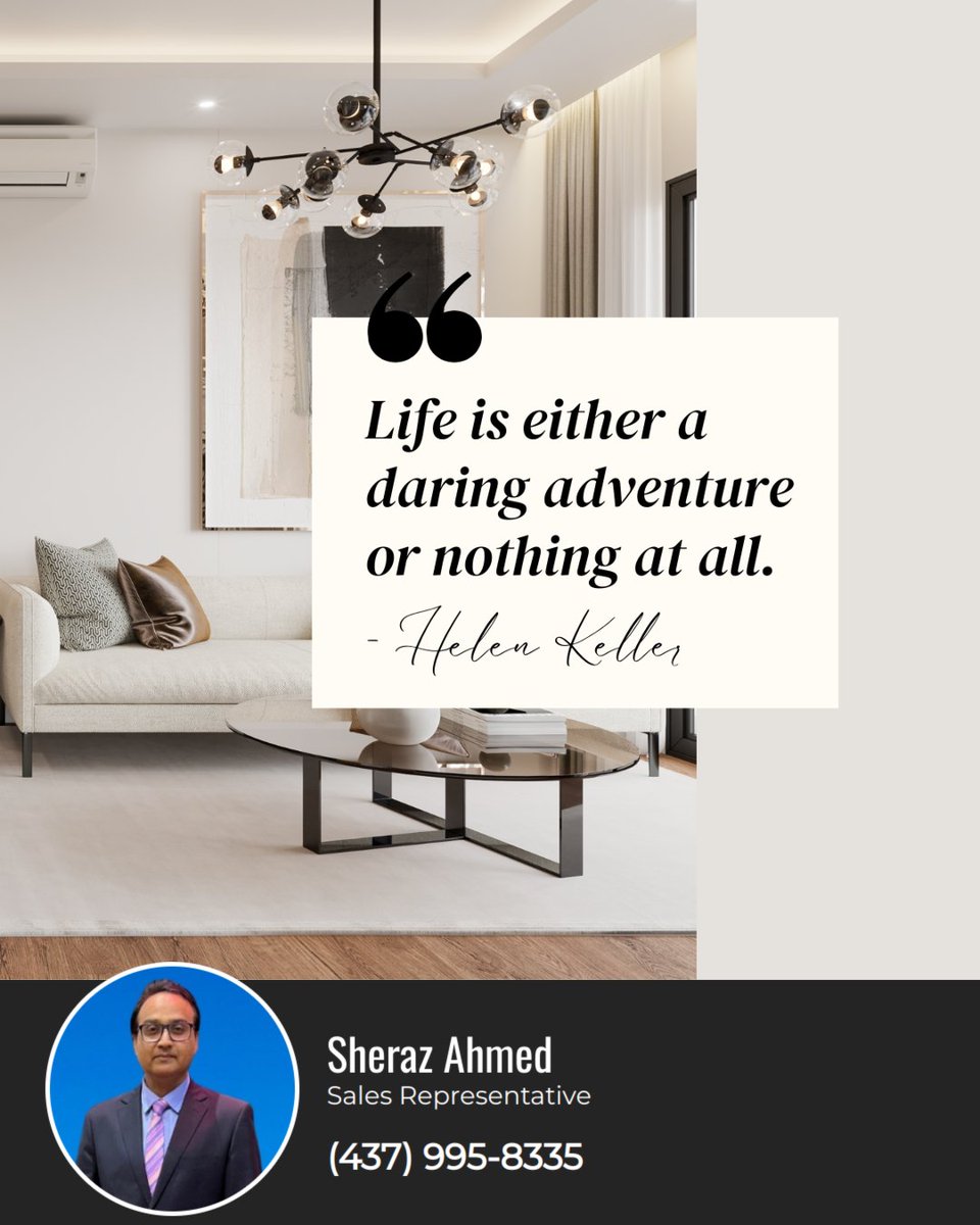 RealtorSheraz's tweet image. Embracing life fully means choosing to dive into new experiences and challenges with courage. Living boldly transforms ordinary moments into extraordinary adventures.

What’s a daring adventure waiting to be tackled? 

#YoursRealtor #Niagara #Thorold  #RealEstate #iProRealty