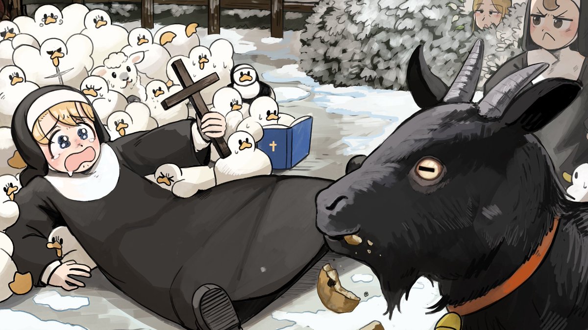 hyxpk's tweet image. 1466. She’s afraid of the black goat!