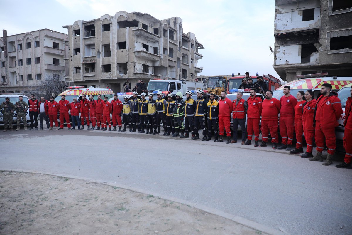 SyMOEADM's tweet photo. 4/1ـ برعاية #وزارة_الطوارئ_وإدارة_الكوارث ، تم تنفيذ المناورة الوطنية الأولى لمحاكاة سيناريو الاستجابة لزلزال بقوة 7.0 درجات، اليوم الجمعة 6 شباط في حي جوبر بمدينة دمشق، وذلك في إطار الجهود الوطنية الرامية إلى تعزيز منظومة الاستجابة للكوارث ورفع مستوى الجاهزية. #زلزال_سوريا https://t.co/tEbF3mWJ4f