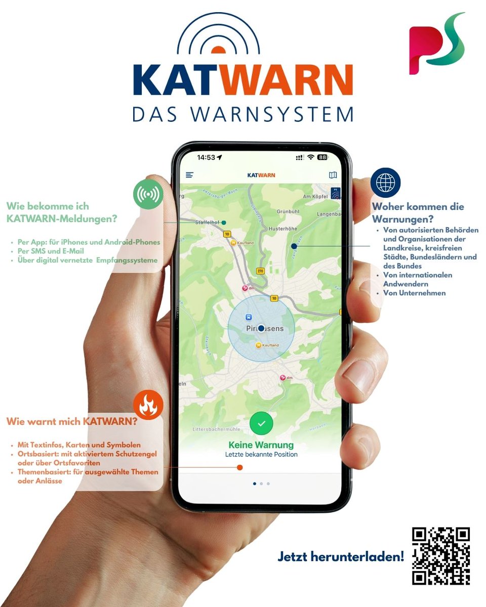 KATWARN warnt dich zuverlässig vor Gefahren per App, SMS &amp; E-Mail. Kostenlos verfügbar für iOS &amp; Android. Infos: katwarn.de