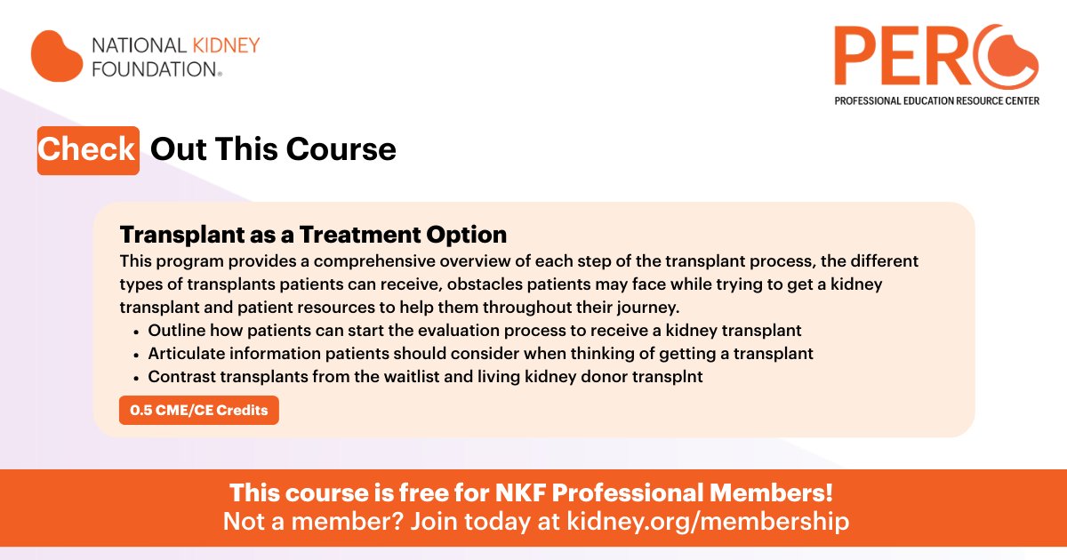 NKF_NephPros's tweet image. Supporting patients as they consider transplant requires clear, structured education. The course reviews transplant types, common barriers, and key considerations to guide informed decision making.

bit.ly/42yd3i9

#PatientEducation #KidneyCare #MedEd