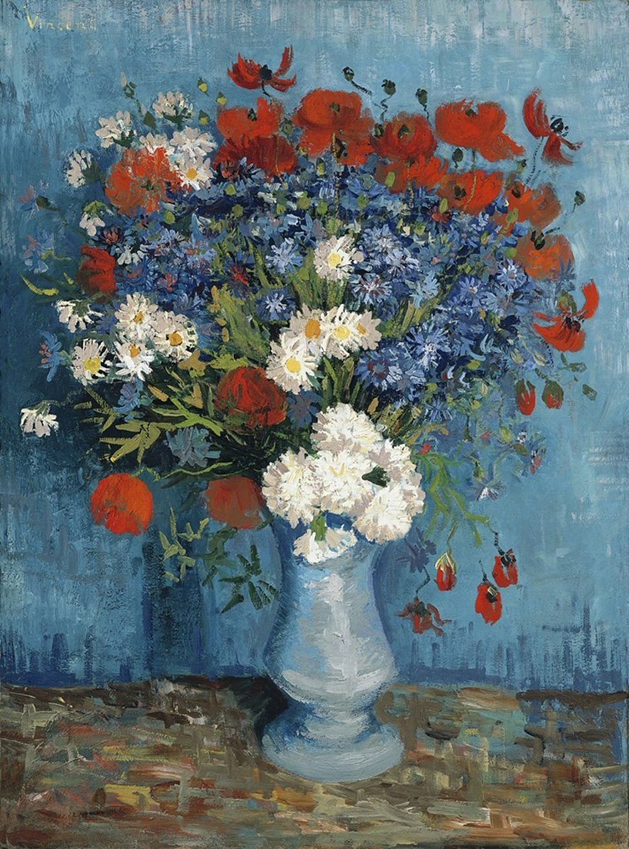 Vincent painted around 200 works featuring flowers, and he created 35 of them in one summer alone!
According to his brother Theo, friends often brought Vincent small bouquets. That suited him well, because he loved flowers and often chose them as his subject.

In his floral still