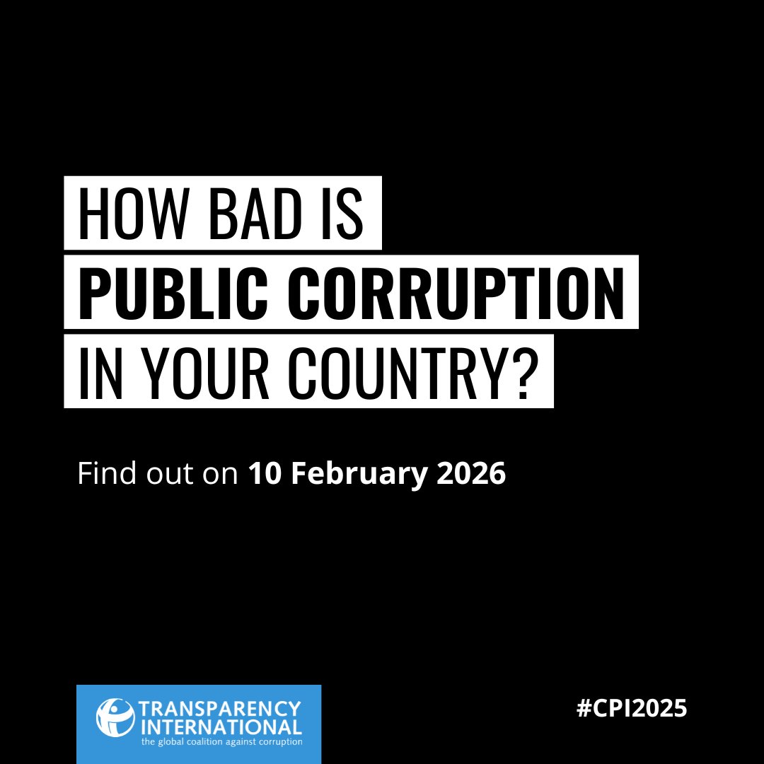 anticorruption's tweet photo. Which countries will top the list? Which will be at the bottom?

Stay tuned for our Corruption Perceptions Index 2025 results! #CPI2025 https://t.co/FSatWzBZ6w