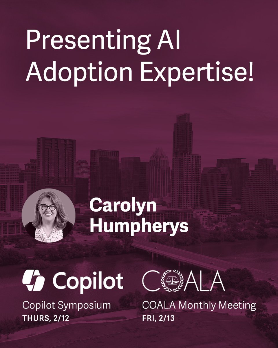On February 12 at the Microsoft Copilot Symposium, @Carolyn will lead a session on Monitoring &amp; Troubleshooting Copilot, followed by a deep dive into Prompt Engineering at the COALA Monthly Meeting. Copilot Symposium: iltanet.org/live-events/ms… COALA: coalaokc.org
