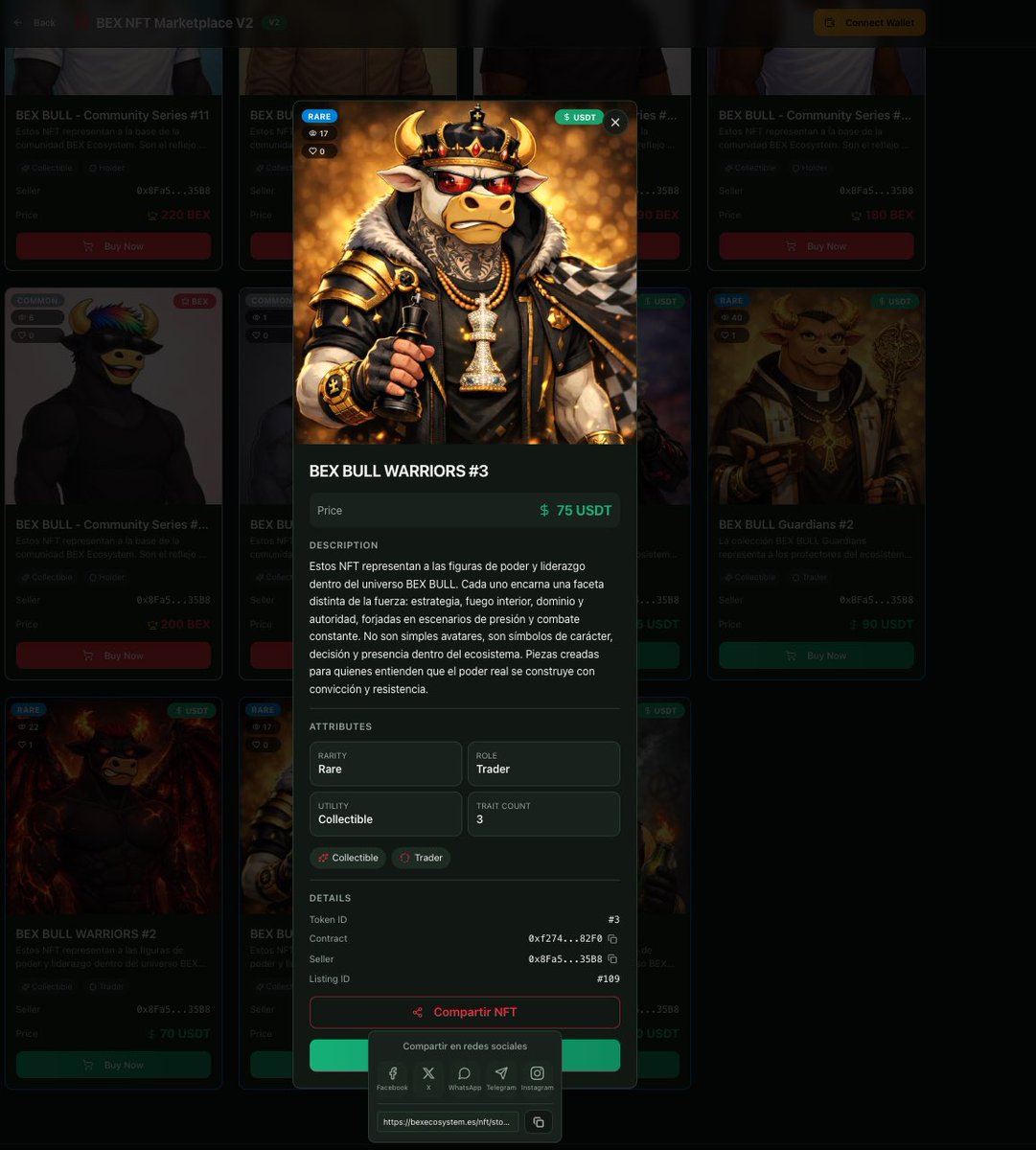🚀 ¡Ya puedes compartir tus NFT publicados en la tienda!

Dale vida a tus NFT y haz que el mundo los vea 🌍✨
Compártelos, dales a conocer y aumenta su alcance: cada publicación es una oportunidad para atraer más ojos, más interés y más valor para tu colección.

📌 Entra a la