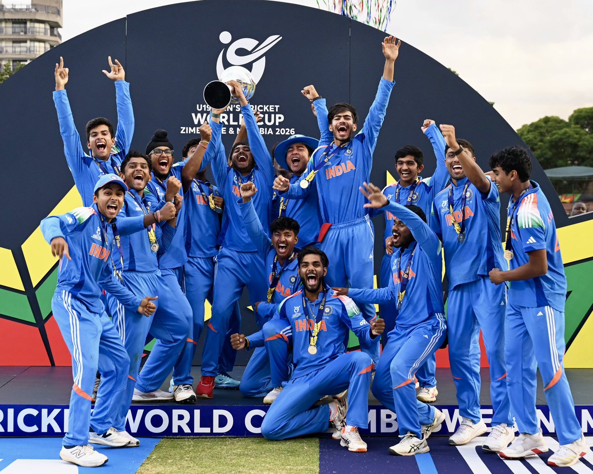 6th time U-19 World Cup Winners!!🇮🇳 You boys are so young yet extraordinary⭐️ You’ve announced yourselves as champions and made the whole nation proud tonight 💙🥳