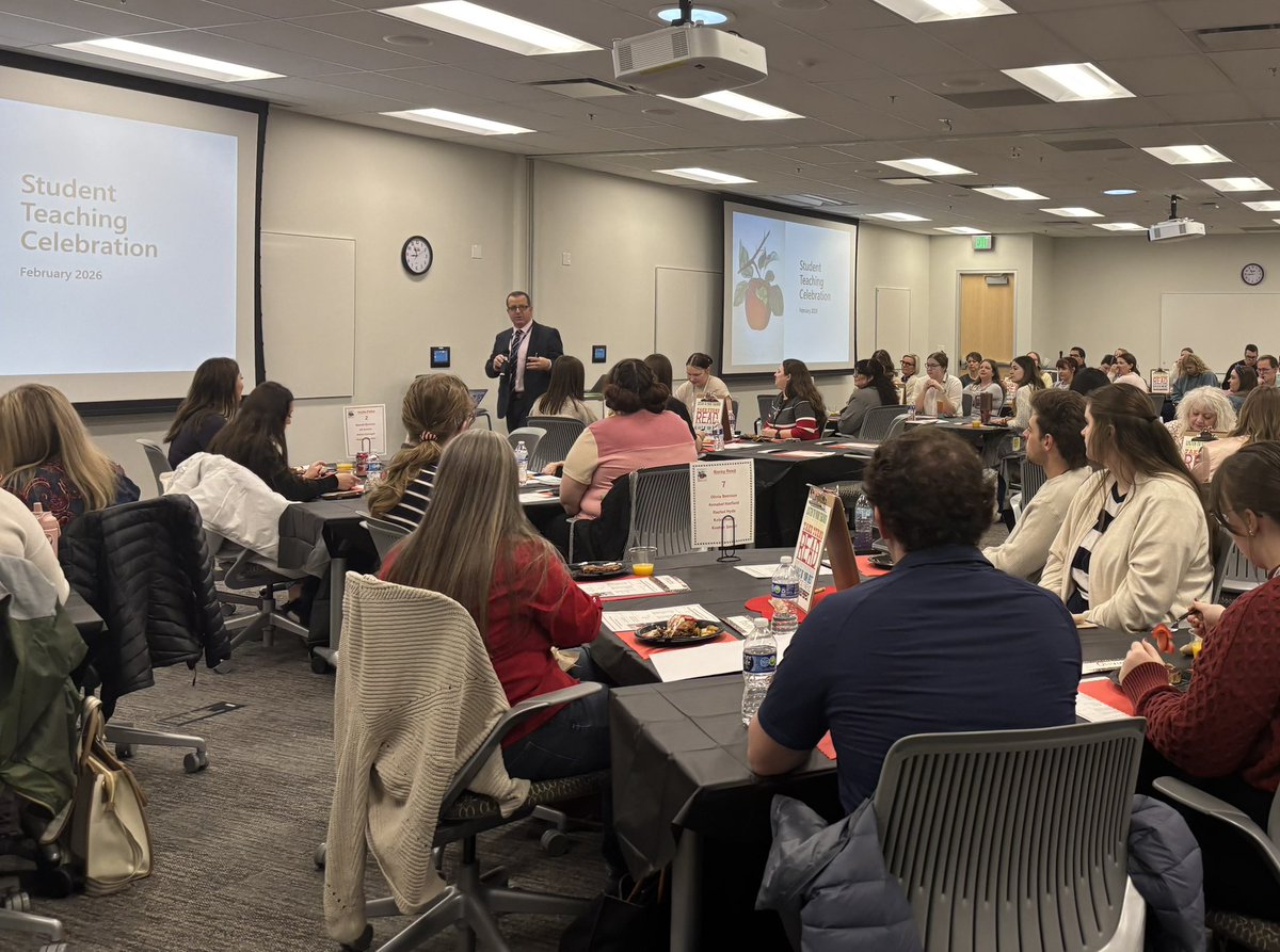 UtahTOY2014's tweet image. “Believe that you are here for a reason &amp;amp; believe that you &amp;amp; your colleagues can make a difference for kids!” Assist Superintendent @logantoone speaks to student teachers on collective teacher efficacy. #uted #TeachInDavis