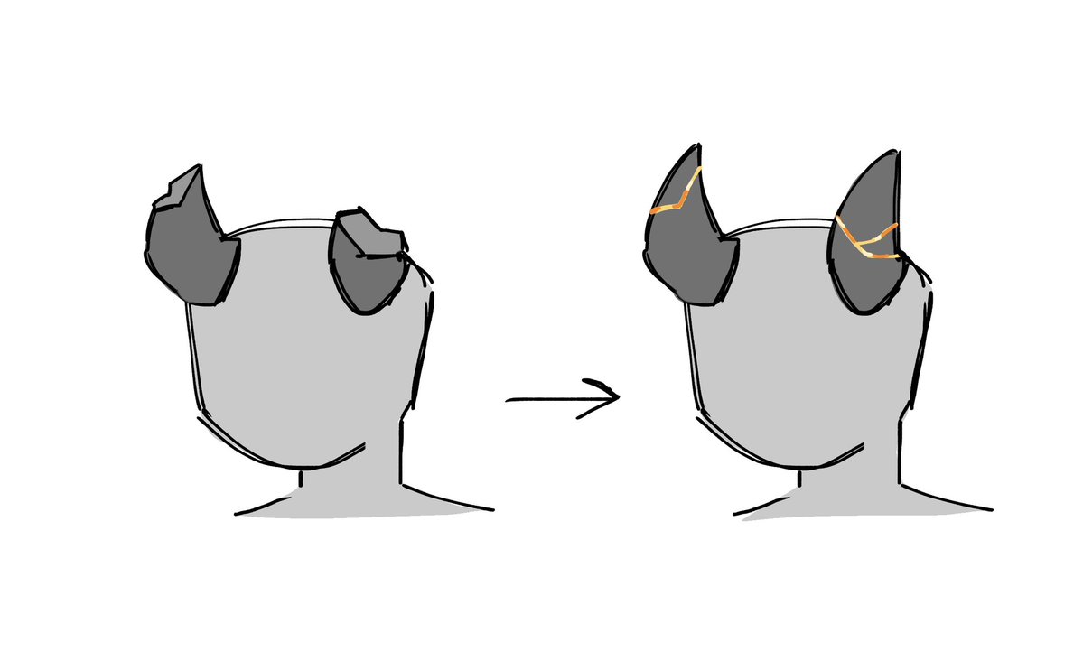 OuL116's tweet image. I think it would look cool if I repaired the broken horn with gold like this(one of Japan's traditional techniques)