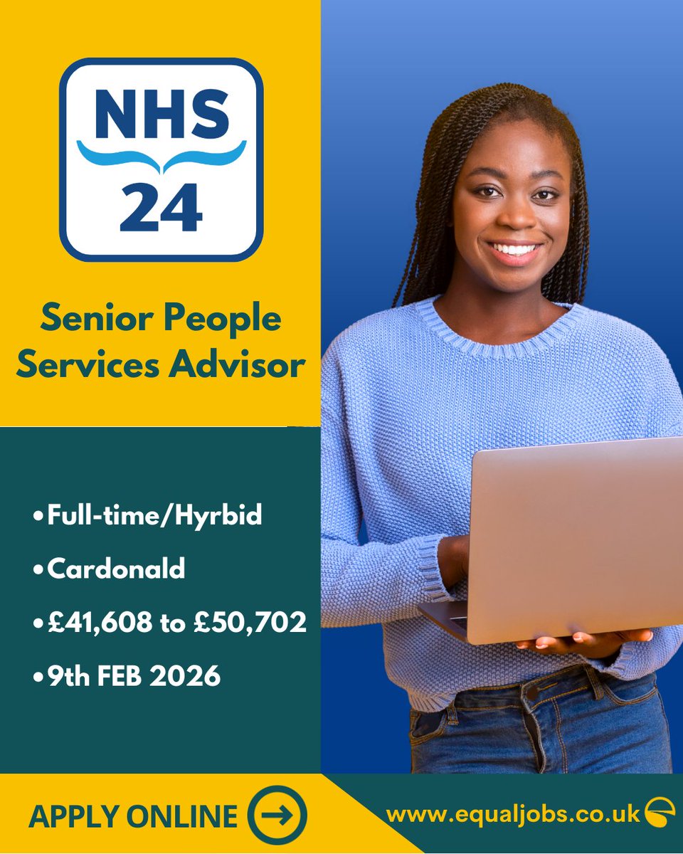 EqualJobsUK's tweet photo. Remember to apply for the Senior People Services Advisor role at @NHS24. Applications are closing Monday!

Follow the link to apply:
https://t.co/uUyw5fw88s

#Workforce #WorkforceManagement #ServicesAdvisor #HR #HRJob #NHS24 #NHS #NHSScotland #Jobs2026 #Healthservice  #Healthcare https://t.co/5X1nluE5sD