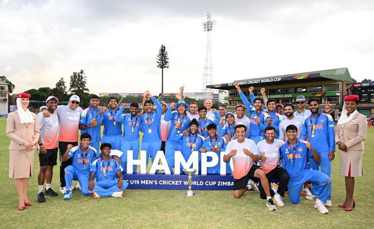 Naveen_Odisha's tweet photo. Congratulate Indian Under 19 Cricket Team on winning record extending sixth #U19WorldCup title by defeating #England Team by 100 runs. The young cricketers played outstanding cricket throughout the tournament and remained unbeaten to lift the title. May they continue their superb performance and bring more glory for the country. Best wishes.   #INDU19vsENGU19