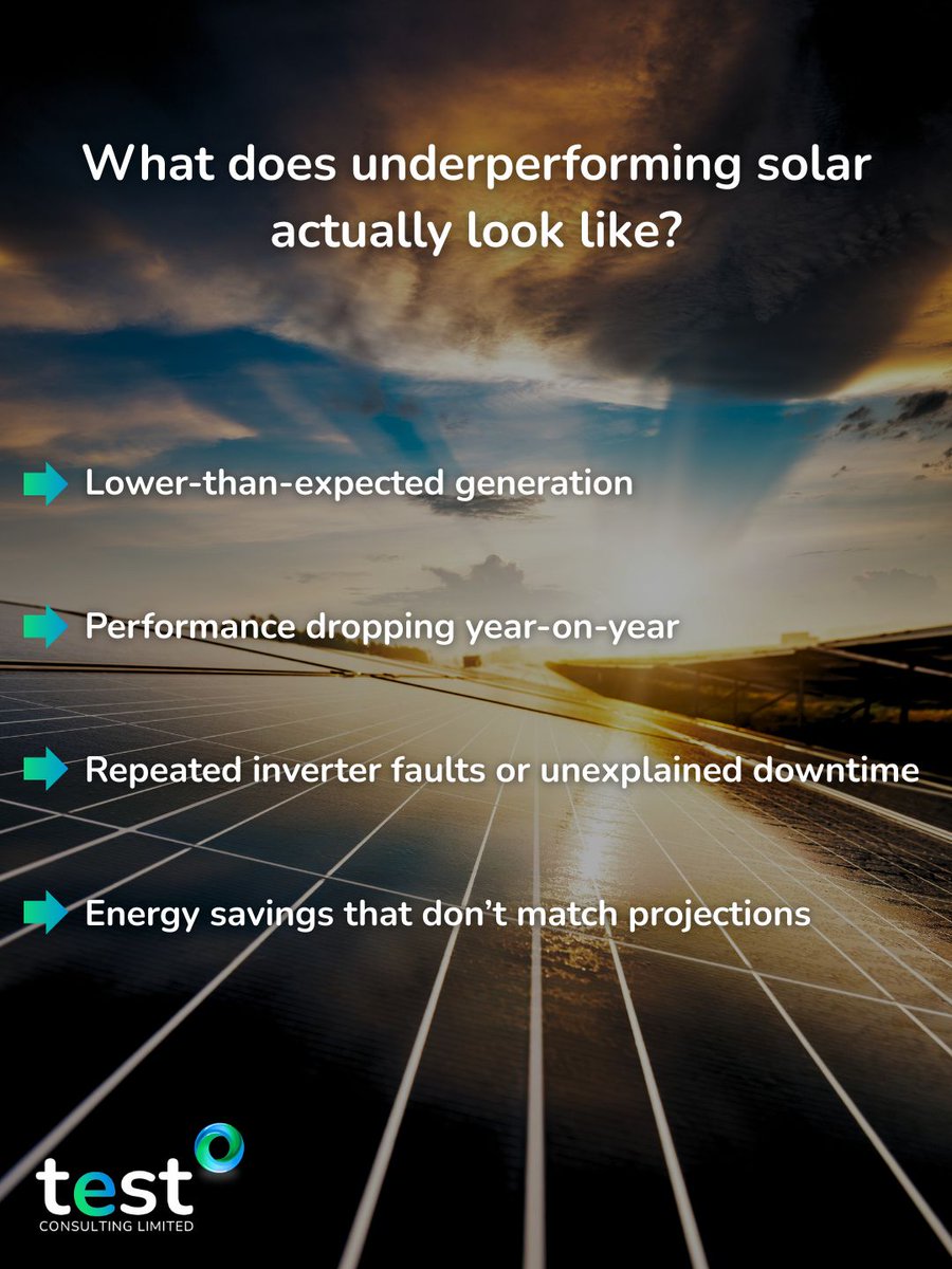TEST_Energy's tweet photo. ⚠️ What does underperforming #solar actually look like?

It’s not always obvious, but it can quietly cost your business thousands.

If solar is part of your #energy strategy, it's crucial to make sure it performs as it should.

Are you making the most out of your solar assets? https://t.co/krPJSDDbse