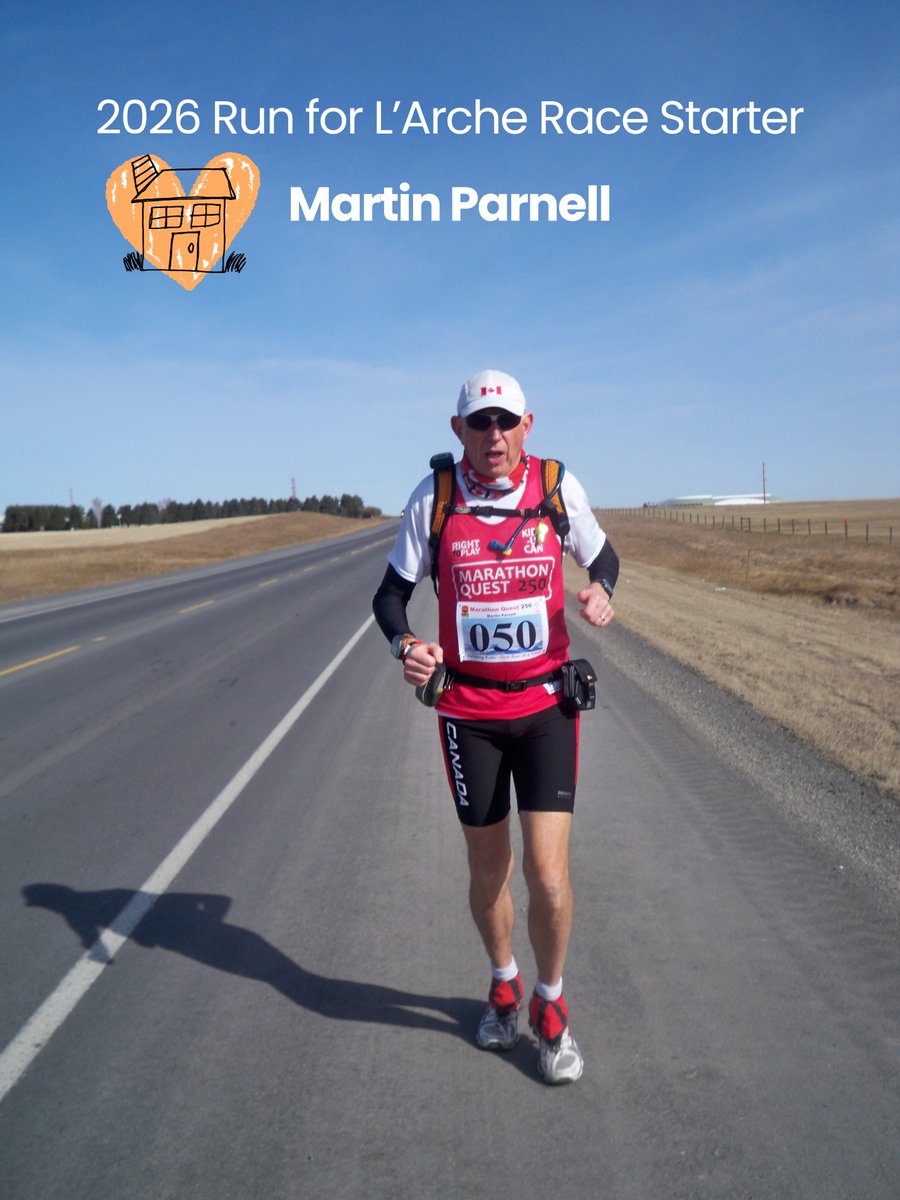 larchecalgary's tweet photo. We’re thrilled to announce our 2026 Run for L’Arche Race Starter: Martin Parnell! 🏃‍♂️ 

World record holder, author &amp; founder of Quests for Kids, Martin runs with purpose and heart. 

Join us April 11, 2026! 🧡

#runforlarche #larchecalgary #runyyc https://t.co/tb6Jo6CDuS