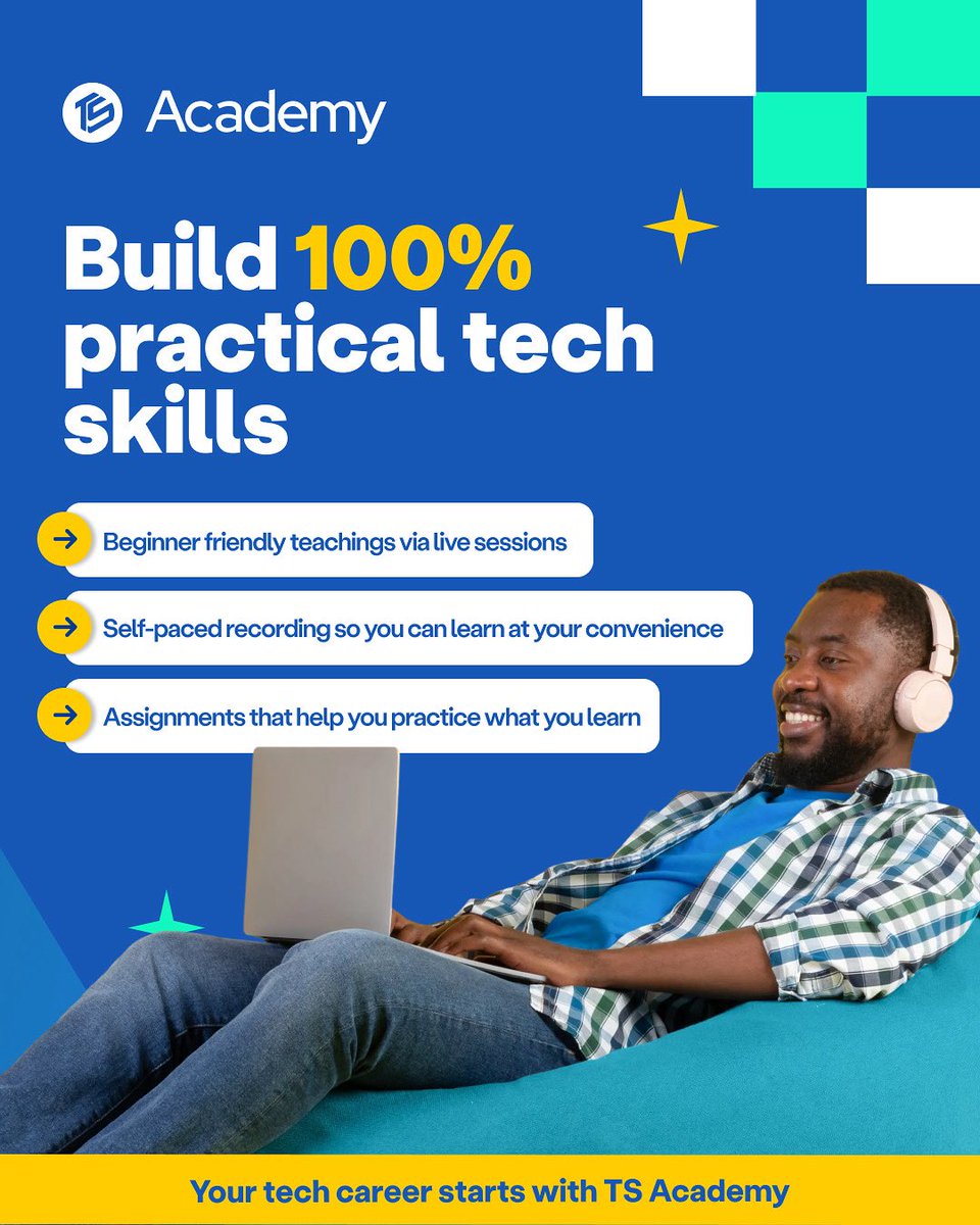 TechSphereAcad's tweet image. Learning tech goes beyond watching 100 hours of videos. You only master a skill when you actually do it. At Tech Sphere Academy, we give you a practical roadmap.You get: 
✅ Live Sessions so you interact with tutors and fellow learners in real-time. 
✅ Self-Paced Recordings:…