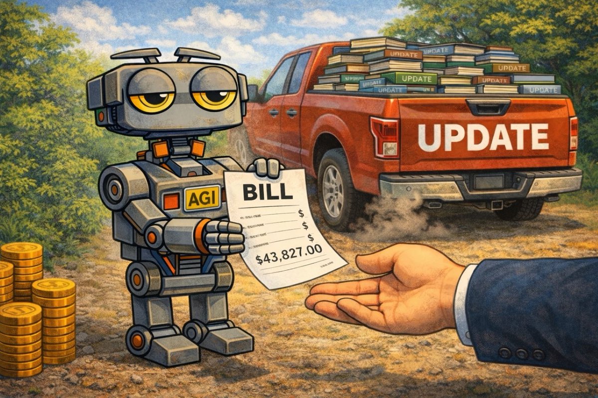 mrsmithbarcode's tweet photo. “The Bill Always Comes After the Update.”
#AI
#AGI
#AIArt
#TechSatire
#ArtificialIntelligence
#Automation
#AIReality
#TokenEconomy
#ComputeCost
#AIInfrastructure
#ServerCosts
#ModelTraining
#UpdateCycle
#Johnny5
#RobotLife
#SilentObserver
#NoMoreInput
#JustTheBill
#Oops
#Again
#ItAddsUp