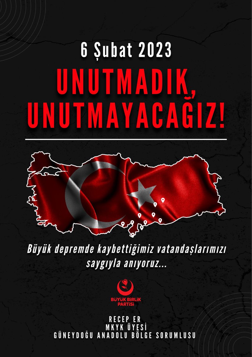 RecepEr_72's tweet photo. 6 Şubat 2023’te yaşanan ve milletimizin hafızasında derin izler bırakan deprem felaketinin yıl dönümünde, hayatını kaybeden vatandaşlarımızı rahmet ve saygıyla anıyoruz.
Bu büyük acı, dayanışmanın ve birlik ruhunun ne denli kıymetli olduğunu bizlere bir kez daha hatırlattı.
Kaybettiklerimizi unutmadık, unutmuyoruz.

#6Subat2023