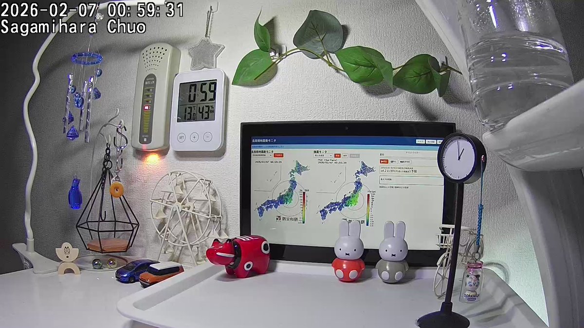 自宅震度3相当の揺れらしいです