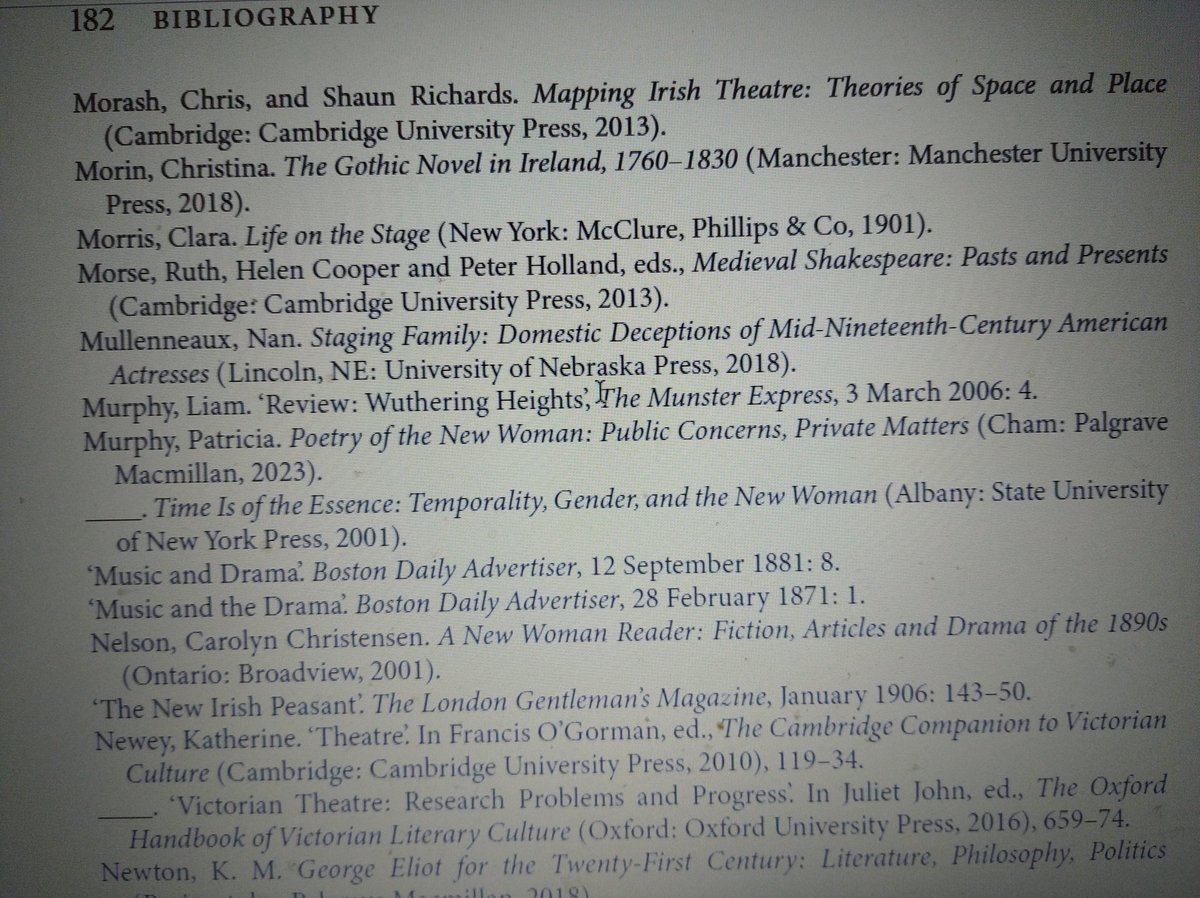 DrMLovesJaneA's tweet photo. Revising the proofs of *Theatrical Afterlives: Nineteenth-Century Women’s Novels on the Stage* (OUP March 2026), and finding a gathering of friends and colleagues, past and present, in the bibliography! https://t.co/UuXxv3ikZD https://t.co/U15Hw5Ma3n