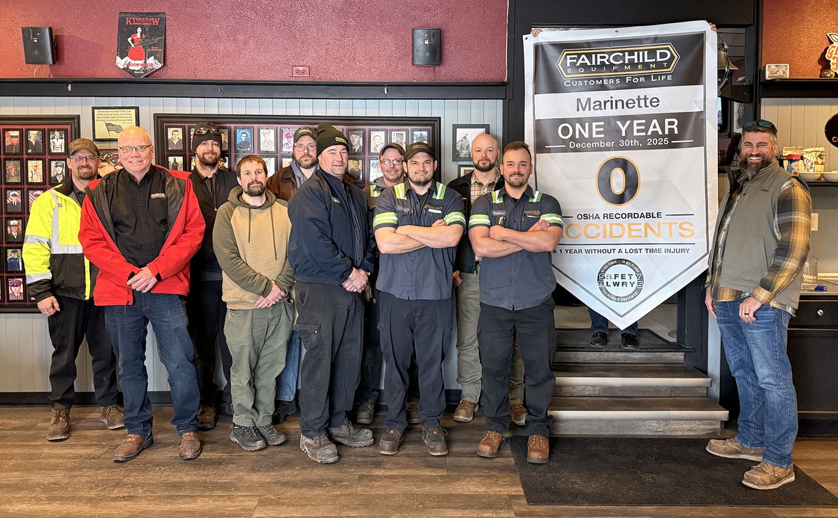 👏 Shoutout to our Marinette, WI branch!

They achieved their 2025 safety goal: 1 year without an OSHA recordable injury.

Safety Always is more than a value—it’s a commitment. Congrats, Marinette team! 🎉
#SafetyAlways #FairchildFamily #Teamwork