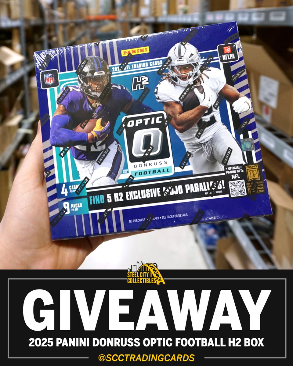 🏆 SUPER BOWL GIVEAWAY 🏆

We're giving away a 2025 Panini Donruss Optic Football H2 Box! To enter:

1) RETWEET, LIKE, &amp; FOLLOW <a href="/SCCTradingCards/">Steel City Collectibles</a>
2) REPLY with who you think is going to win the #SuperBowl 
3) TAG 3 friends

Winner selected on 2/9! Giveaway is cross-platform!