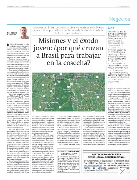 Miles de jóvenes misioneros cruzan a #Brasil para trabajar en la cosecha. No es cultura ni aventura: es #economía. Misma tierra, distinto resultado. Donde hay demanda de trabajo, la gente se queda. Donde no, se va. #Desarrollo o #éxodo.
#Misiones 
Nota para <a href="/ElEconomista_/">El Economista</a>