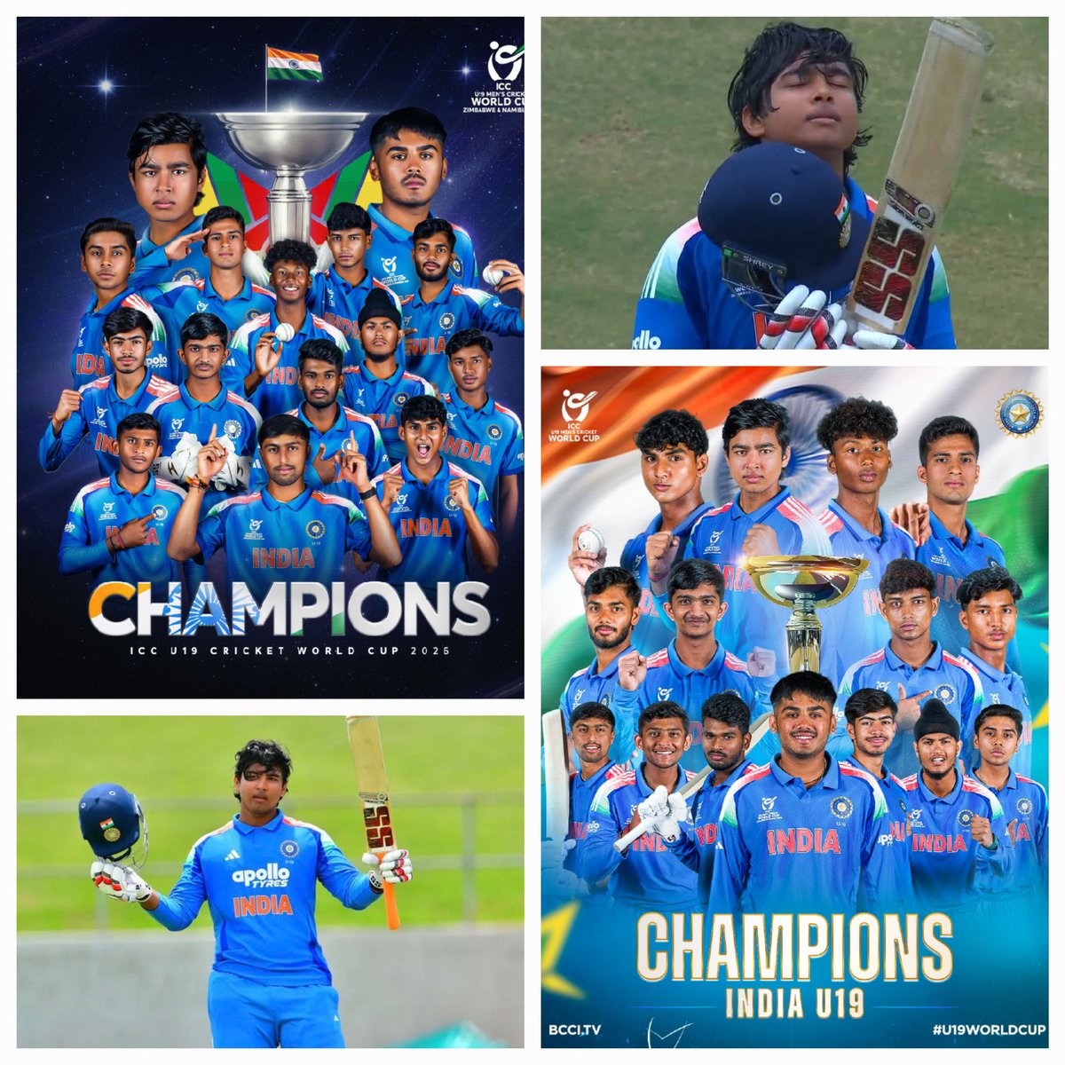 𝐂𝐇𝐀𝐌𝐏𝐈𝐎𝐍𝐒 🏆 x 6️⃣
#India thumps #England by 100 runs to lift record 6th #ICC Men's #U19WorldCup 2026! 🇮🇳 #VaibhavSuryavanshi  epic 175 (15x4s, 15x6s) powers 411/9; bowlers seal it in Harare. POTM &amp; Tournament! 👏 #IndiaU19 #CWC26