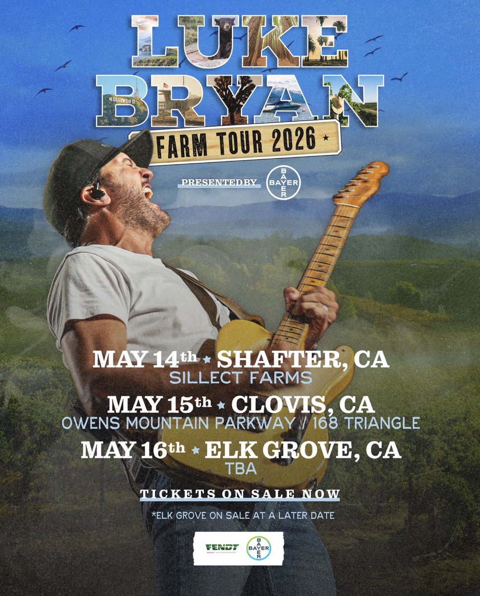 Raviangothu's tweet photo. California, we're coming for ya! See y'all this summer at #FarmTour2026. Tickets are on sale now for Shafter and Clovis. #HeresToTheFarmer https://t.co/V7jQCevGIs