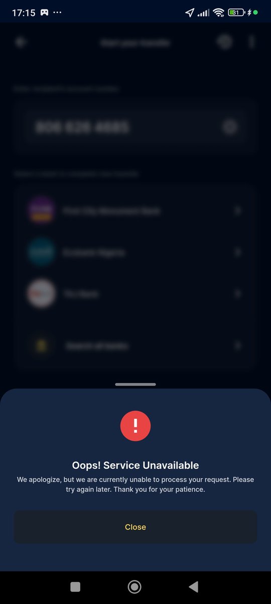 mulentus's tweet photo. @moniepointng I can't make transfer, have been getting this error https://t.co/6LxFb1OO55