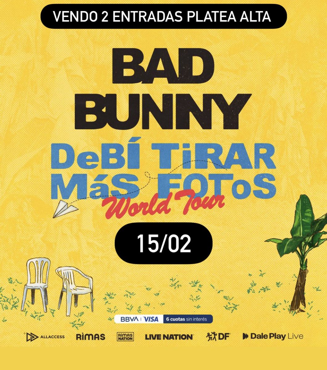maanucurri's tweet photo. Vendo 2 entradas platea San Martín alta para el 15/02  #BadBunny #dtmf #argentina #tour !!!! https://t.co/tFaMSm06Aj