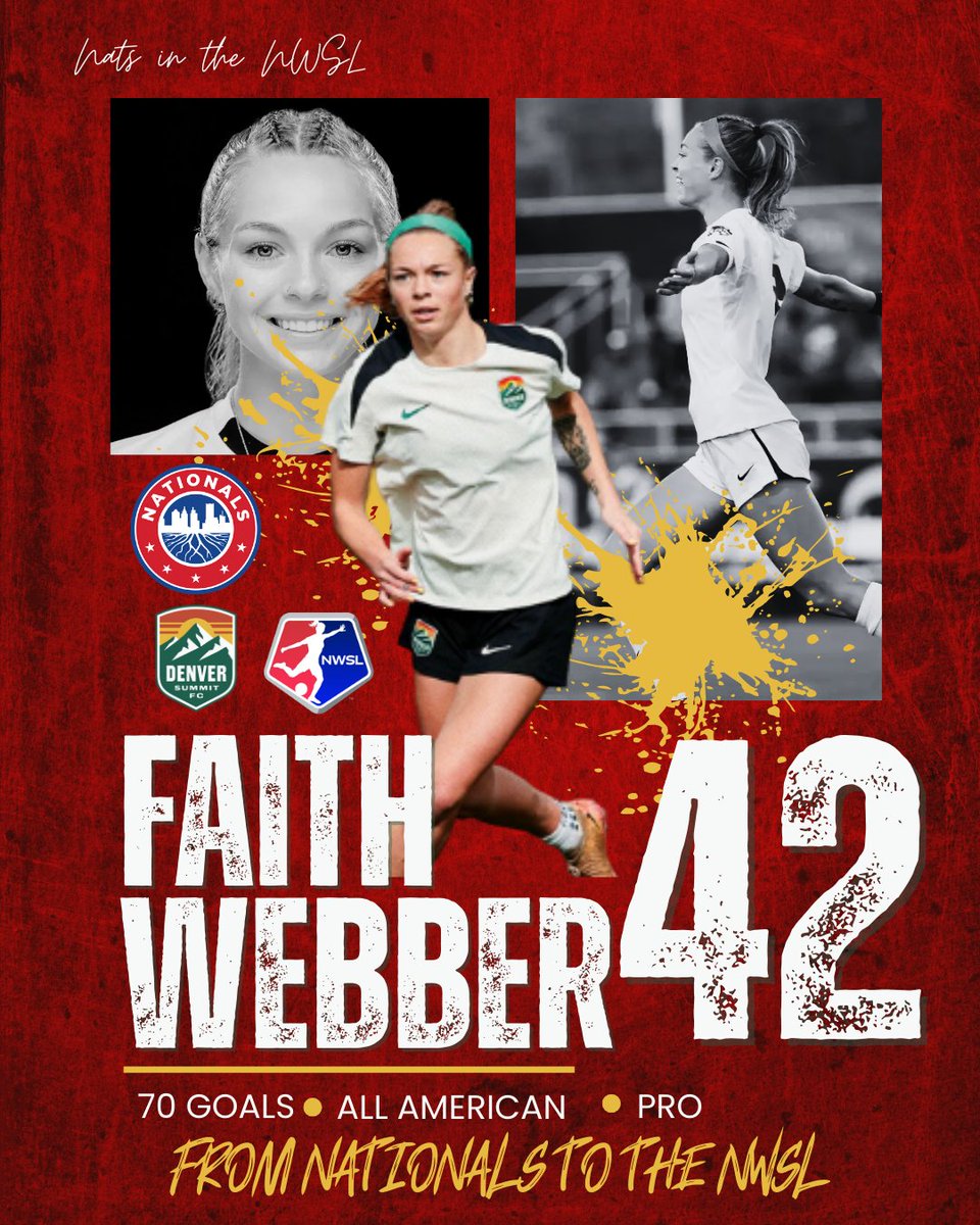 NationalsGA's tweet photo. 📣 Faith Webber Signs with NWSL’s Denver Summit FC (Loan to Tampa Bay Sun FC)

🚨 BIG NEWS! 🚨
From Nationals youth standout to professional football — Faith Webber continues her incredible journey! 🌟

We are THRILLED to announce that Faith Webber — a 70-goal scorer, All-American, and former Nationals star — has officially signed with NWSL side @denversummitfc and has joined @TampaBaySunFC on loan for the 2026 season! 🔥

💥 Faith’s relentless work ethic and knack for scoring have been hallmarks of her career — from dominating at Delta & @UVUwsoc to stepping onto the professional stage. ⚽️

This is a celebration of:
✨ A Nationals alum making her mark in the pros
✨ A powerhouse forward ready to shine in the NWSL
✨ A proud moment for our entire community 💛❤️

📸 Celebrate Faith’s achievements — tap to share and cheer her on! 🙌