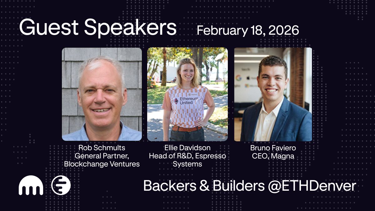 inkonchain's tweet image. Backers &amp;amp; Builders at @EthereumDenver brings you the people who fund, scale, and stress-test real crypto businesses:

🎙️@ellierdavidson (@EspressoSys)
🎙️@Bfaviero (@magna_digital)
🎙️Rob Schmults (Blockchange Ventures)

🎟️luma.com/backers-and-bu…