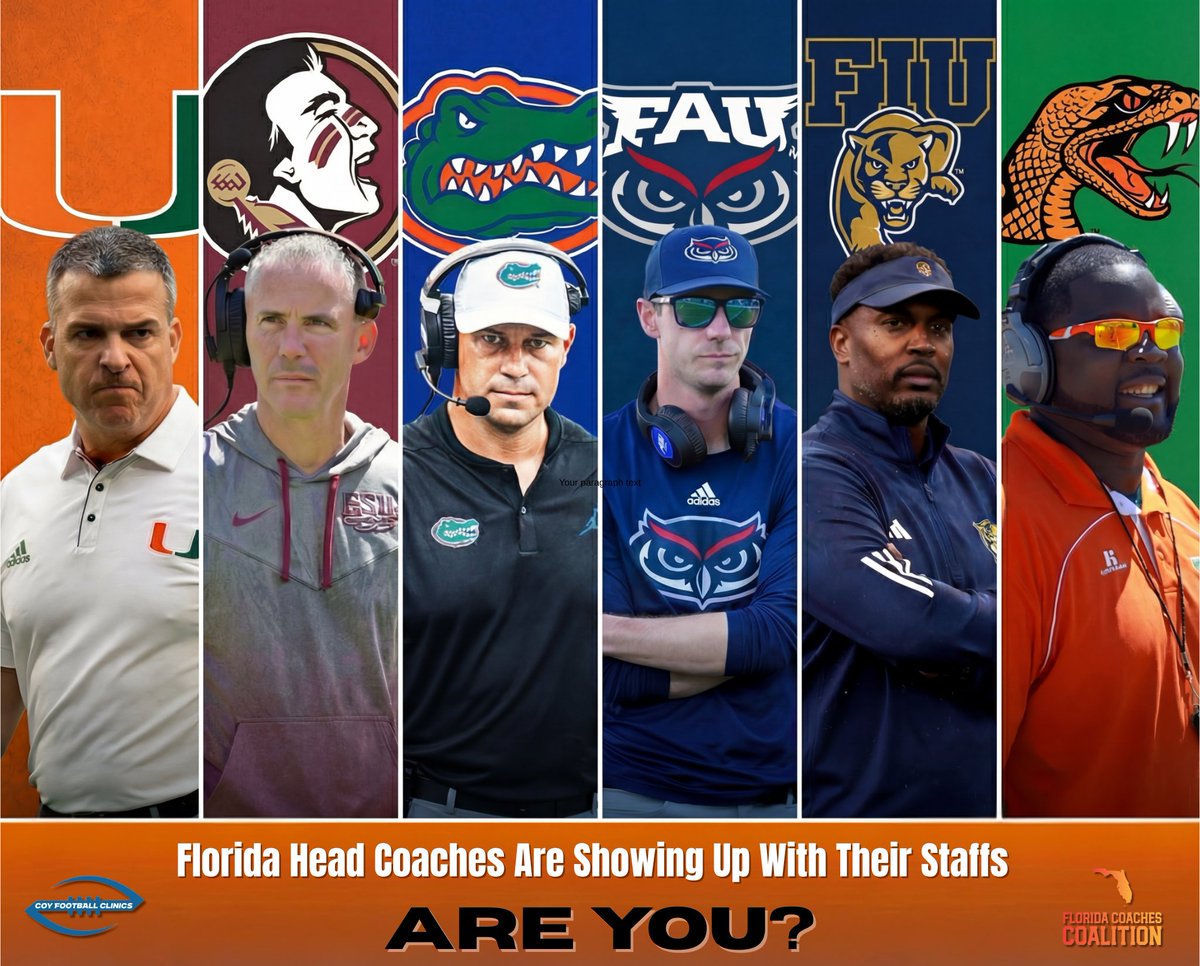 PayFLCoaches's tweet image. Every Division 1 program in the state.
6 Head Coaches.
Entire staffs.

All in one room.

They made it a priority.

The real question is why haven't you?

While some coaches are debating budgets, others are building pipelines, securing spring visits, and strengthening…