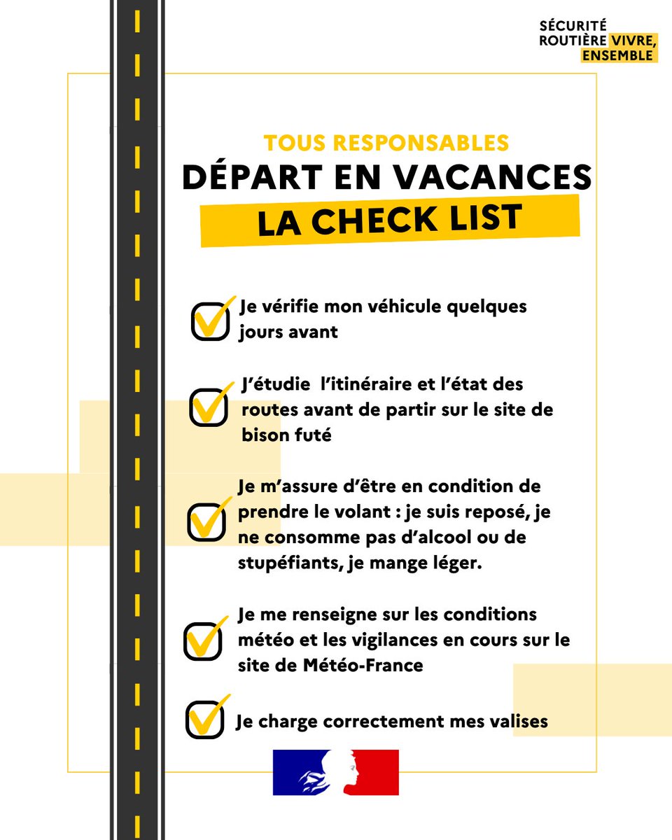 Image de Préfet de l'Ardèche - Sécurité routière | Des vacances qui commencent bien 🚗

✅ Pour profiter pleinement de vos vacances,