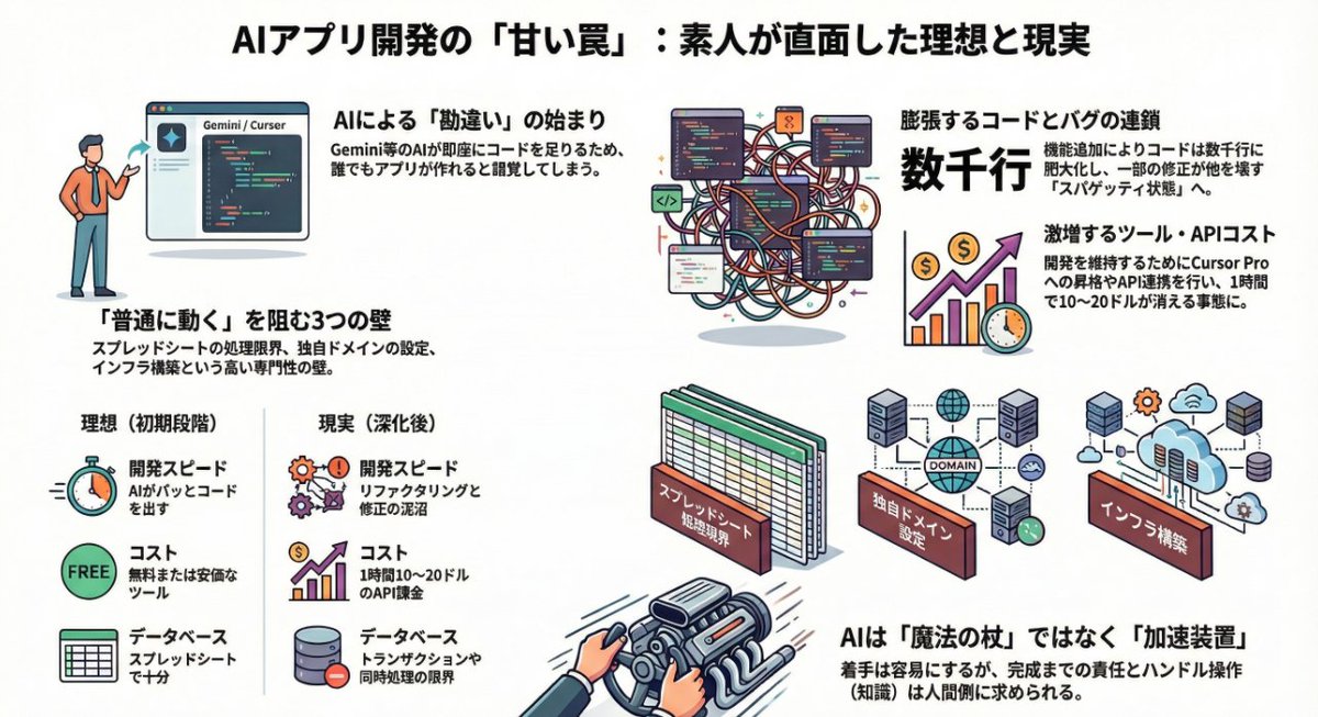 「AIなら作れる」という甘い罠。素人が本格アプリ開発に足を踏み入れた試行錯誤の記録｜Wayfinder WorX 清水裕介 <a href="/yskshimizu/">Wayfinder WorX 清水裕介</a> note.com/wayfinderworx/…