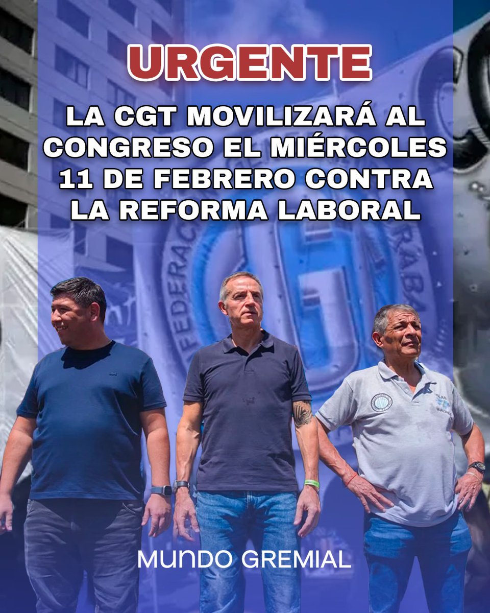 🚨 #AHORA | ÚLTIMO MOMENTO

📢 Tras la reunión del Consejo Directivo, la CGT anunció una movilización al Congreso para el miércoles 11, día en que el Senado tratará la reforma laboral impulsada por el Gobierno

🗣️ Las delegaciones regionales convocarán a protestas y marchas en