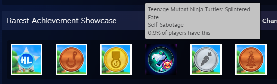 Azzric's tweet image. Got the last achievement on Teenage Mutant Ninja Turtles: Splintered Fate last night and was surprised to see it was one of my rarest Steam achievements with only a 0.9% completion. What are some of your rarest Trophies/Achievements?

#Gaming #Achievements