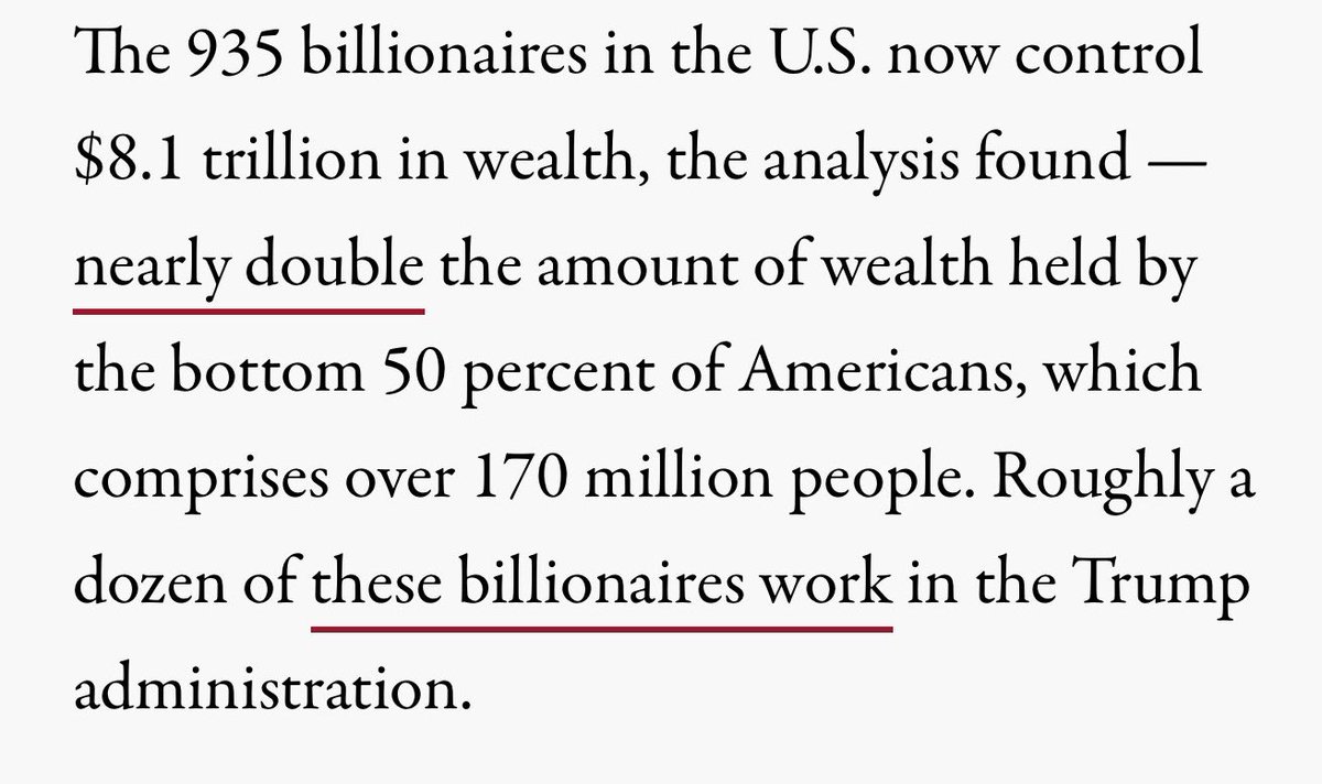 TheMaineWonk's tweet photo. 2024: In his farewell address Biden warns  that an oligarchy is taking hold &amp; a small group of billionaires threaten our democracy, rights/ freedoms &amp; fair shot for everyone to get a head. 

2026: 935 billionaires now have DOUBLE the combined wealth of 170,000,000 people. https://t.co/n5coqEkYGF
