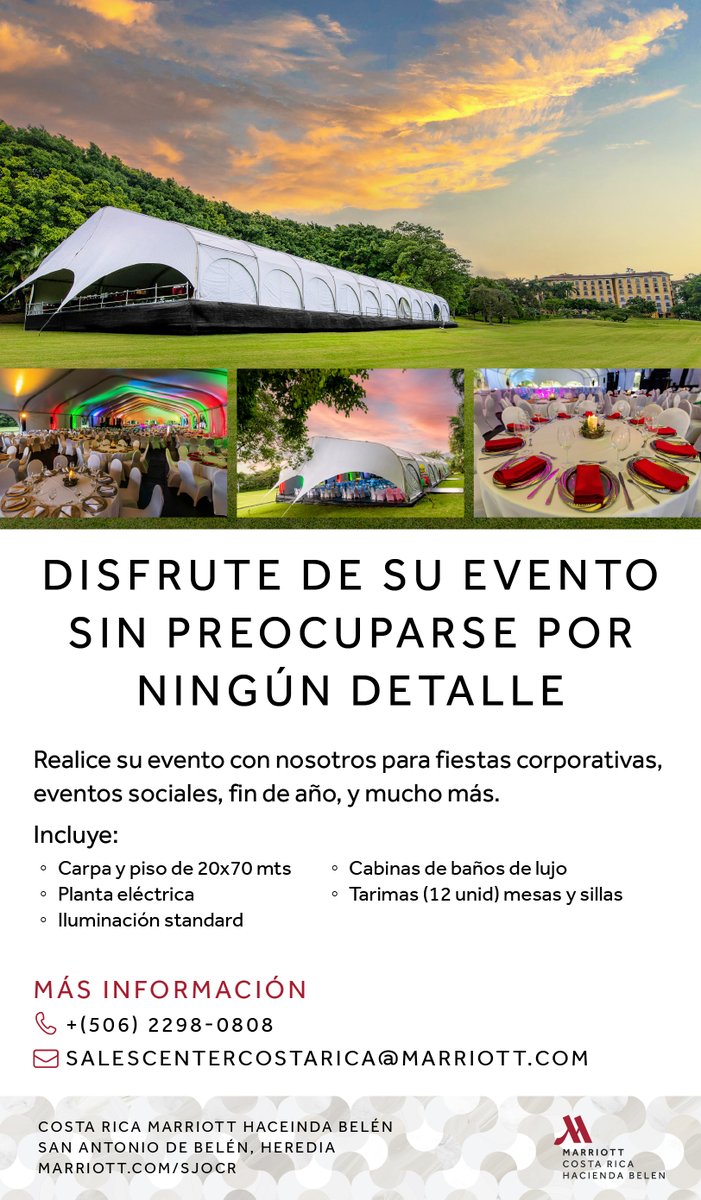 CamacoesCR's tweet photo. Nuestro asociado Costa Rica Marriott Hacienda Belén ofrece soluciones integrales para eventos corporativos durante todo el año.
🔗 Más información: https://t.co/fhOXaasQ98
#CAMACOES #EventosCorporativos https://t.co/BkSCeysuEC